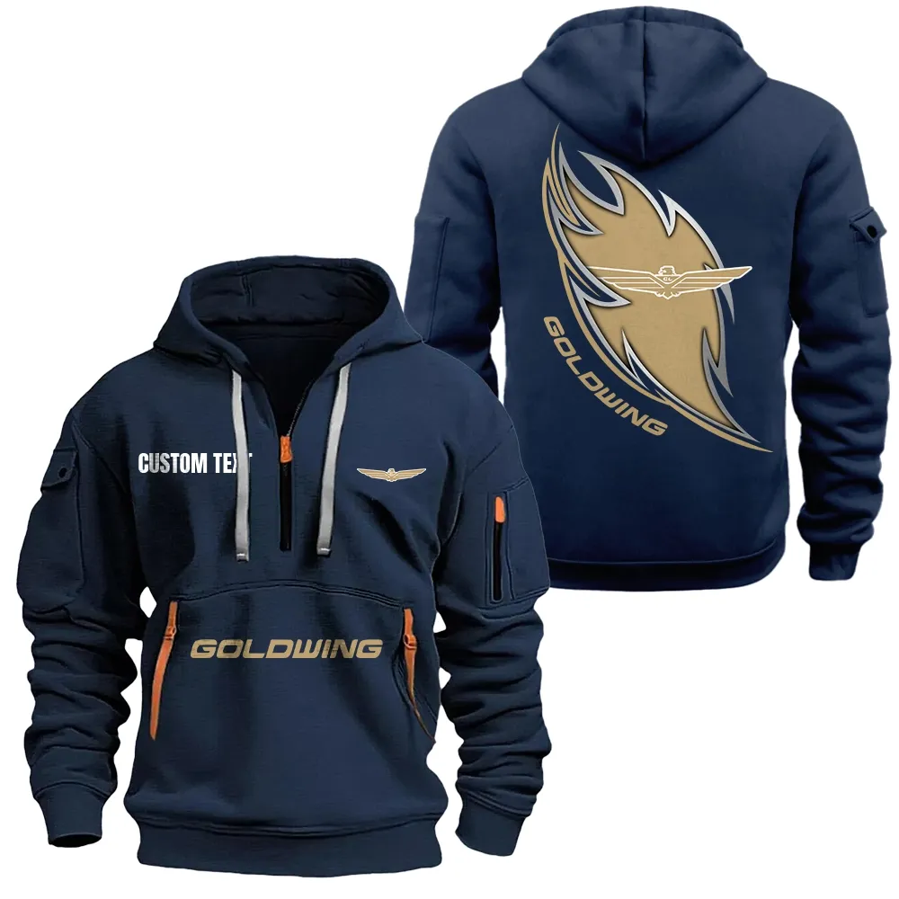 Goldwing Hoodie Reißverschluss CAR1701112090, CAR Kapuzenpullover mit Allover-Druck - Marineblau