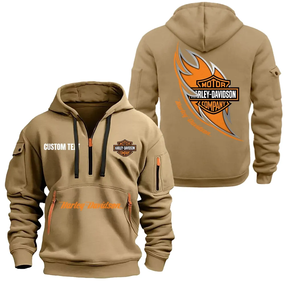 Harley Davidson Hoodie Reißverschluss CAR1701112092, CAR Kapuzenpullover mit Allover-Druck - Khaki