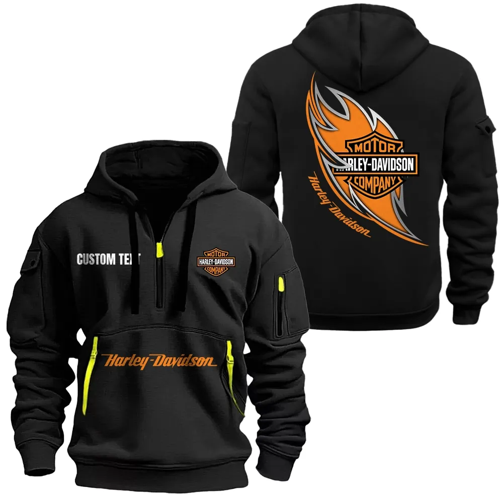 Harley Davidson Hoodie Reißverschluss CAR1701112092, CAR Kapuzenpullover mit Allover-Druck - Schwarz