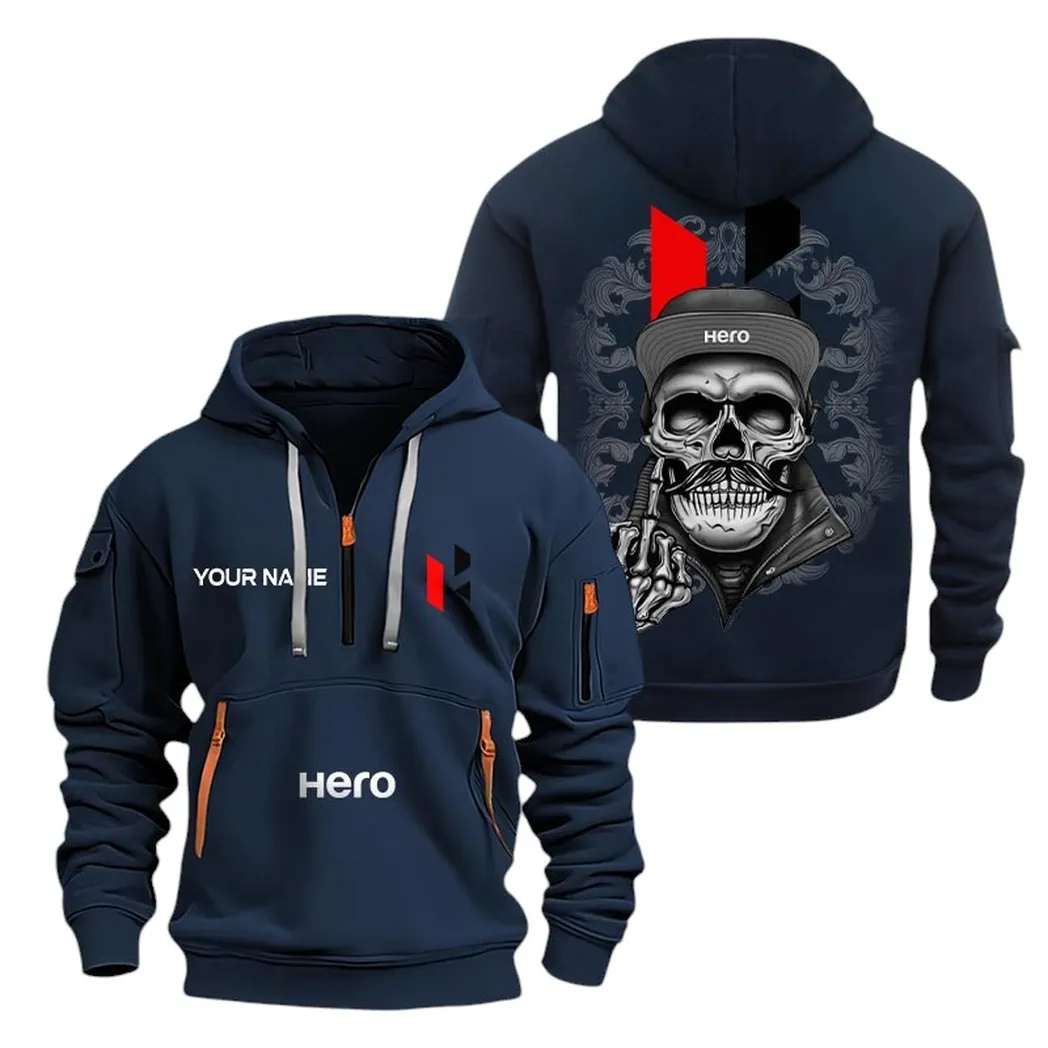 Hero Half Zip Hoodie For Men, Gift For Hero Fan CAR166022625192 - Marineblau