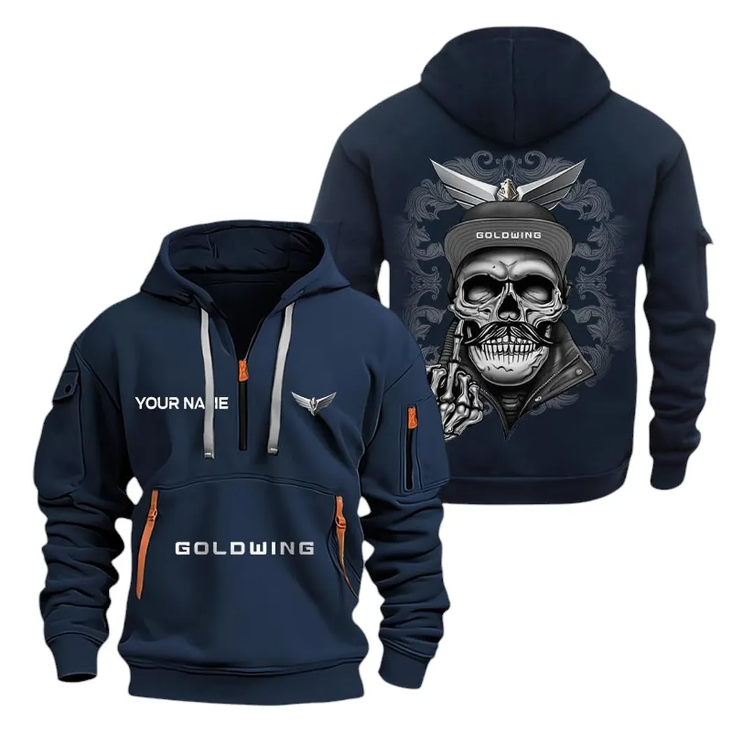 Honda Goldwing Half Zip Hoodie For Men, Gift For Honda Goldwing Fan CAR166022625185 - Marineblau