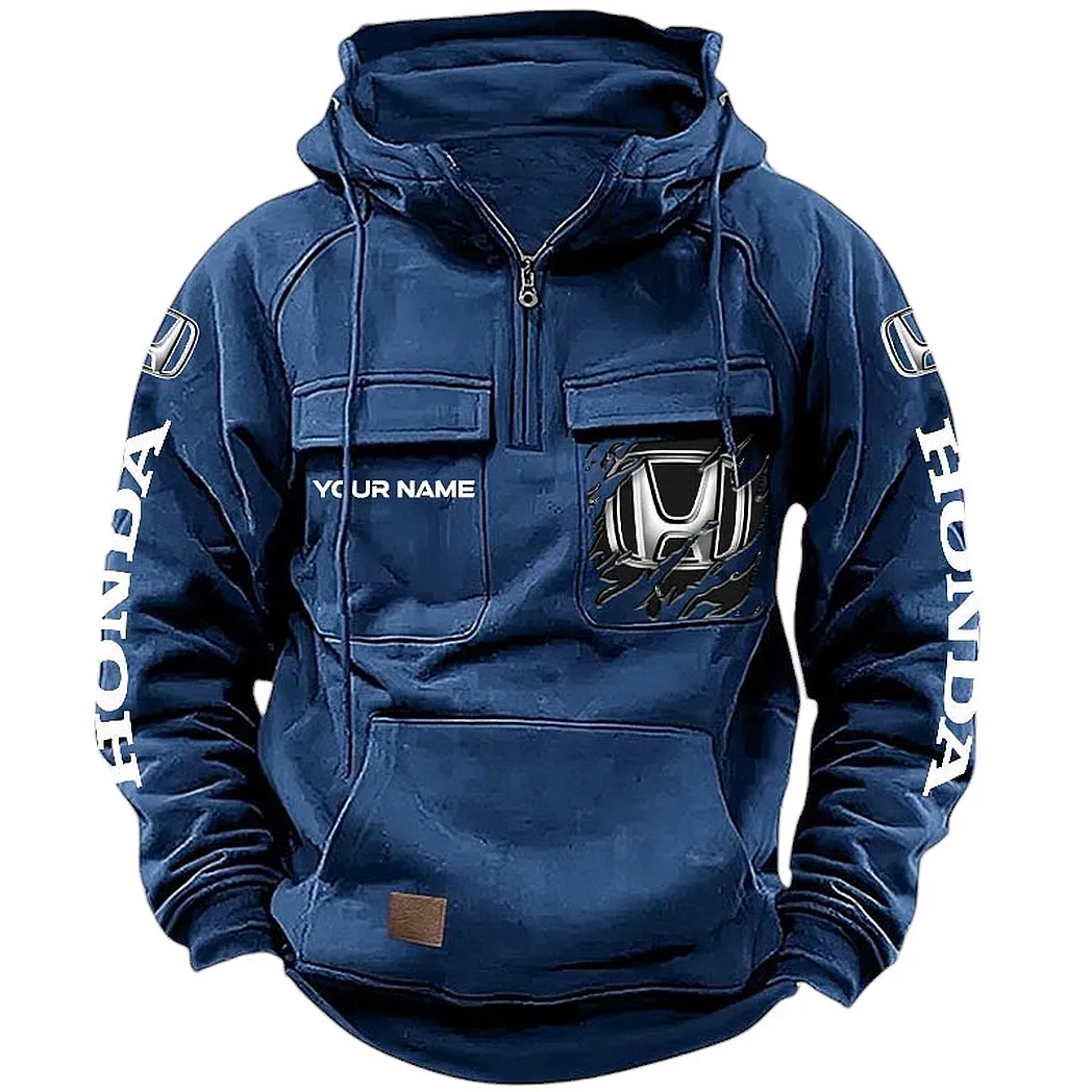 Honda Hoodie Reißverschluss Taktischer, All-Over-Print-Hoodie Honda CAR164022425155 - Dunkelblau