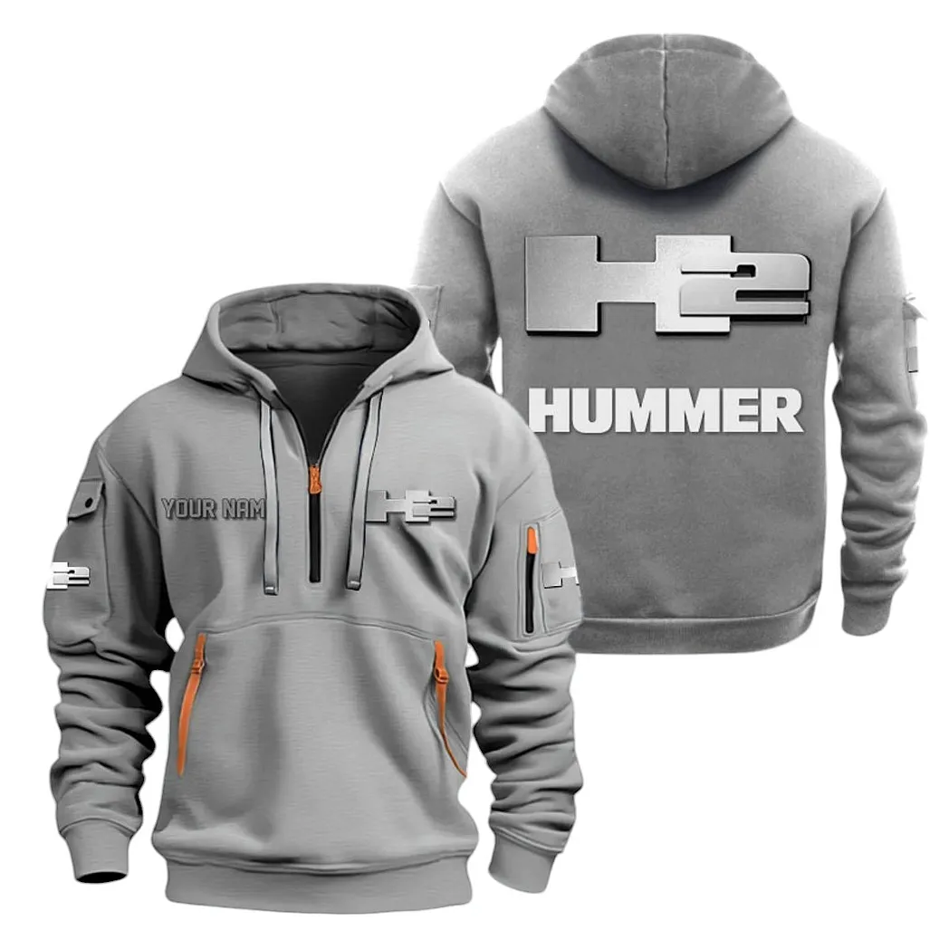 Hummer H2 Half Zip Hoodie For Men, Gift For Hummer H2 Lovers CAR20022125736 - Grau