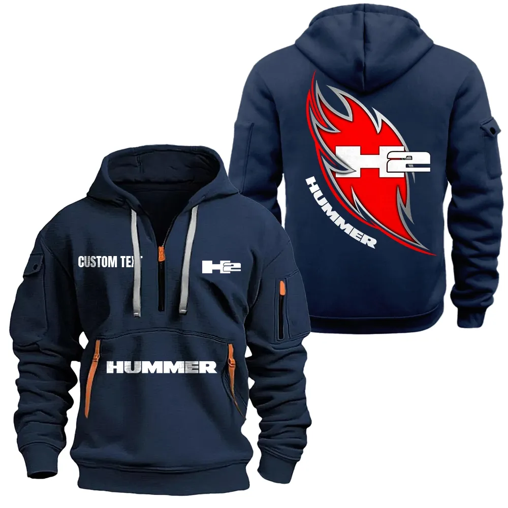 Hummer H2 Hoodie Reißverschluss CAR1701112098, CAR Kapuzenpullover mit Allover-Druck - Marineblau