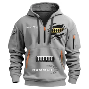 Hummer Half Zip Hoodie CAR113021425833, Best Gift for Him, Husband, Boyfriend - Grau
