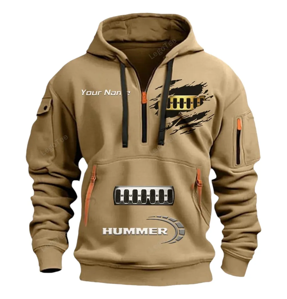hummer half zip hoodie car113021425833 best gift for him husband boyfriend khaki