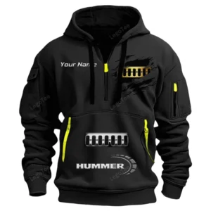 Hummer Half Zip Hoodie CAR113021425833, Best Gift for Him, Husband, Boyfriend - Schwarz