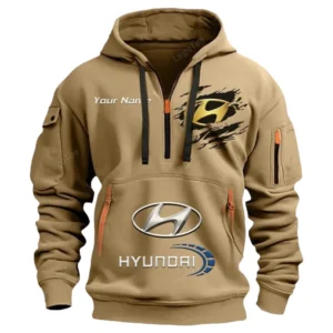 Hyundai Half Zip Hoodie CAR113021425854, Best Gift for Him, Husband, Boyfriend - Khaki