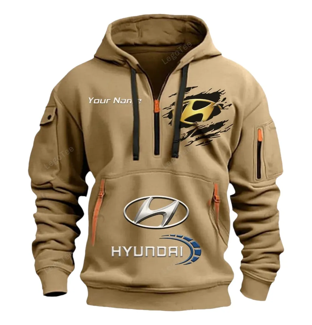 hyundai half zip hoodie car113021425854 best gift for him husband boyfriend khaki 5crqb