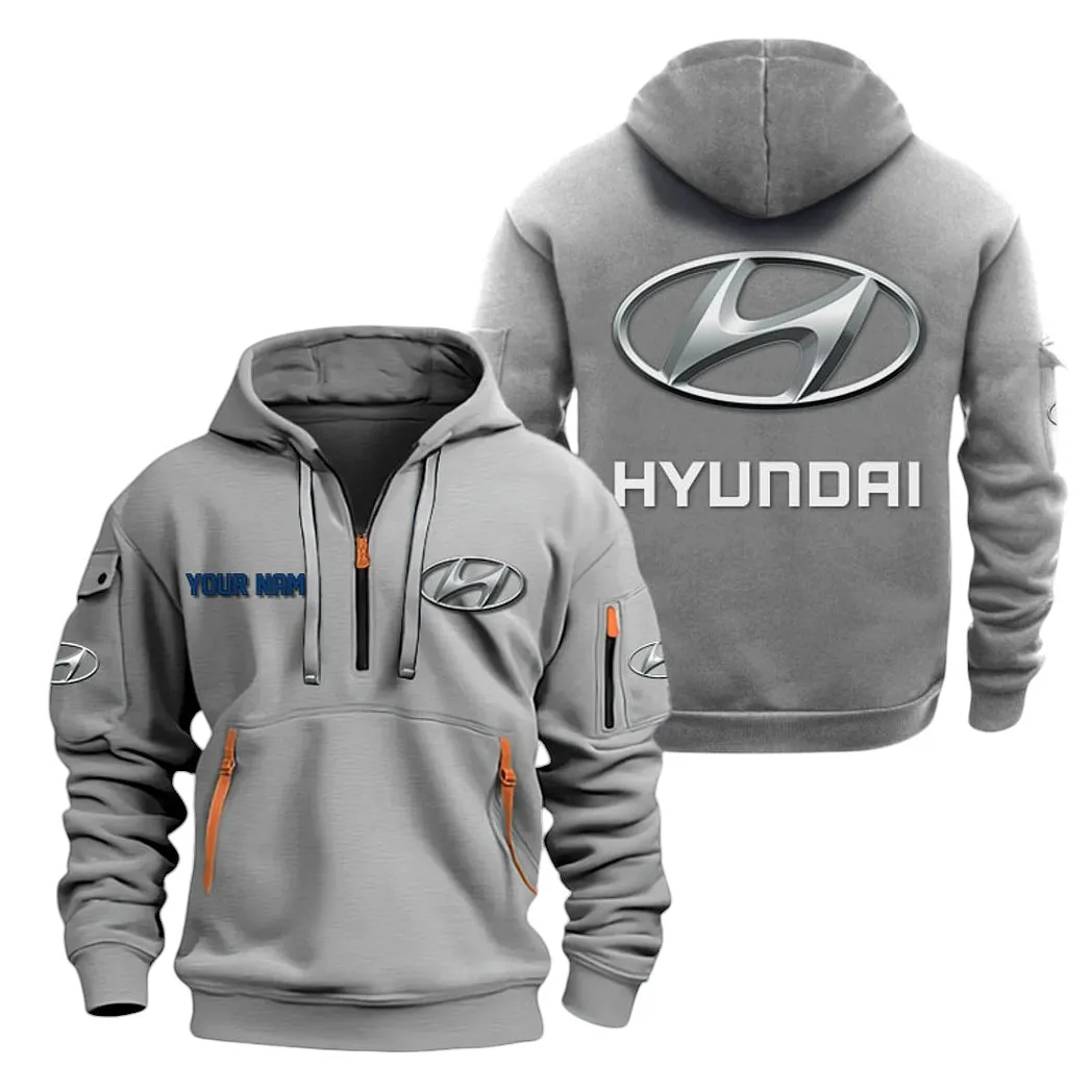 Hyundai Half Zip Hoodie For Men, Gift For Hyundai Lovers CAR20022125675 - Grau
