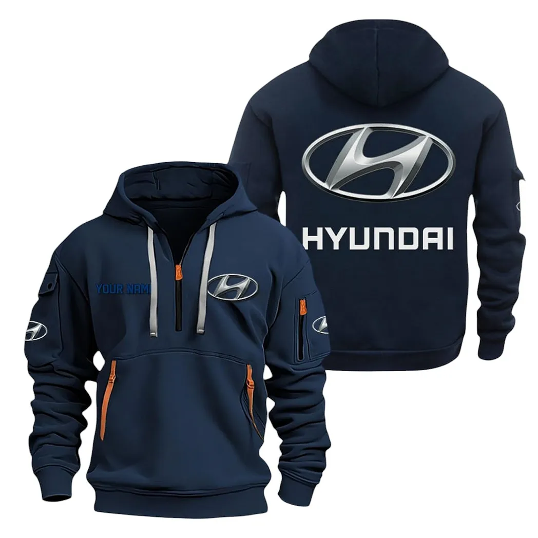 Hyundai Half Zip Hoodie For Men, Gift For Hyundai Lovers CAR20022125675 - Marineblau