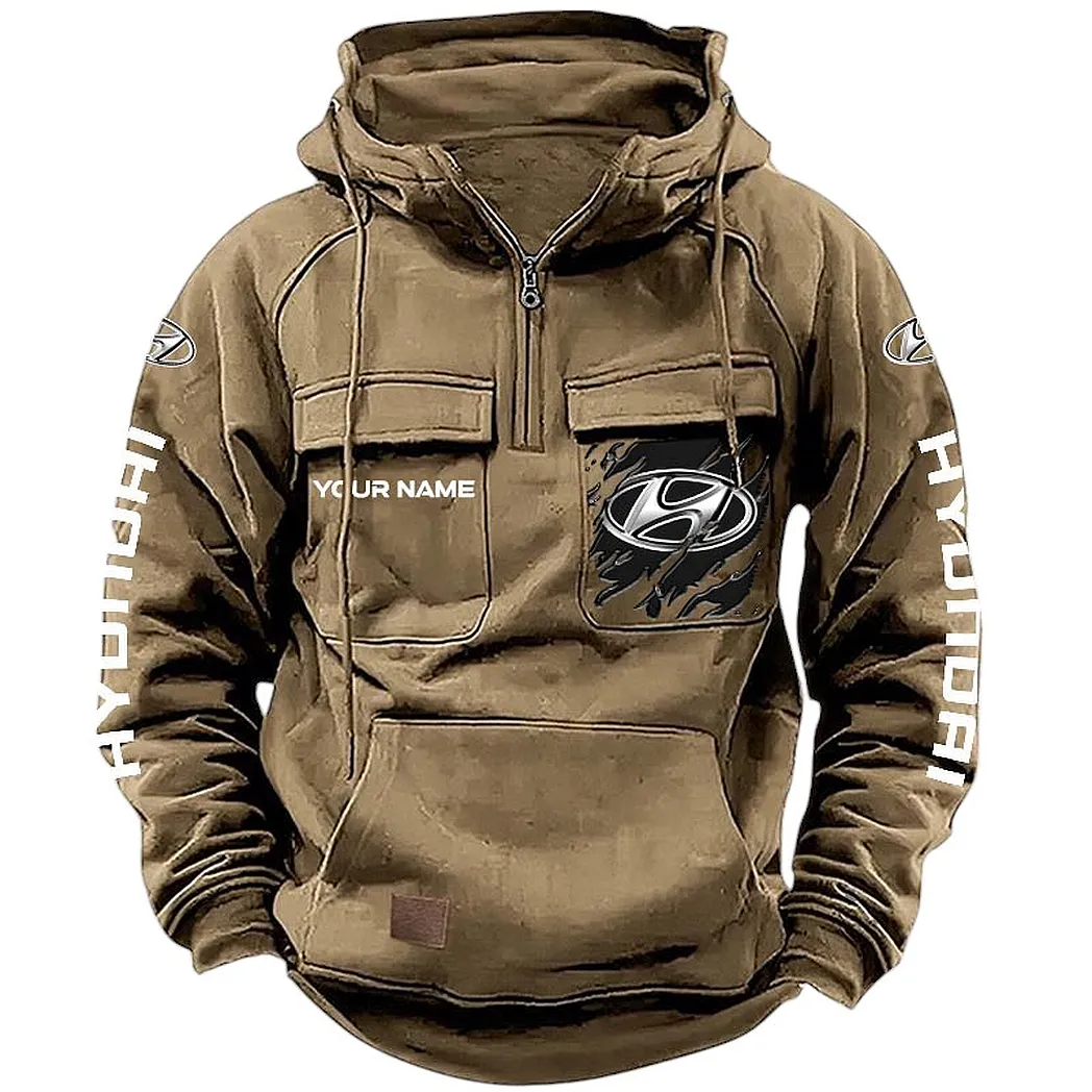 Hyundai Hoodie Reißverschluss Taktischer, All-Over-Print-Hoodie Hyundai CAR164022425137 - Khaki