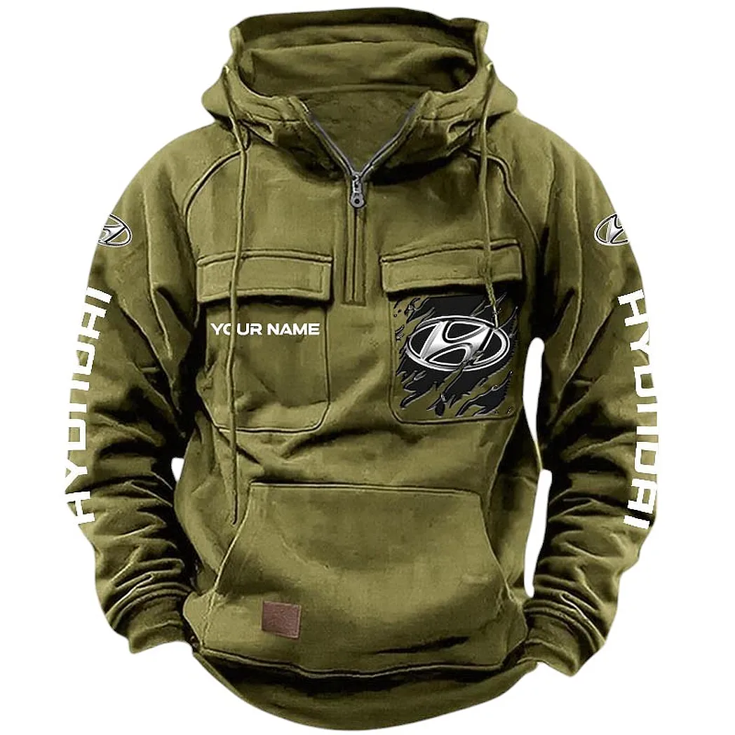 Hyundai Hoodie Reißverschluss Taktischer, All-Over-Print-Hoodie Hyundai CAR164022425137 - Olivgrün