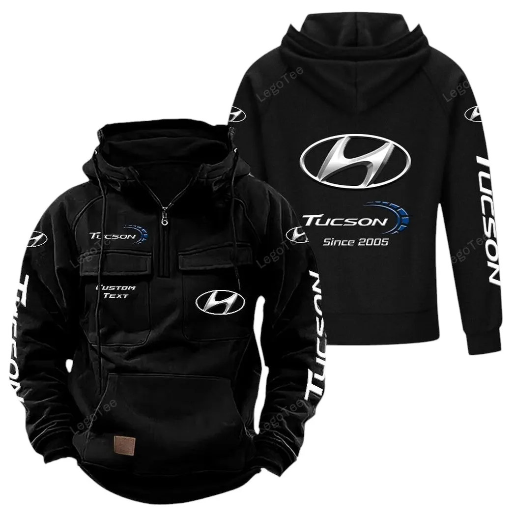 Hyundai Tucson Hoodie Reißverschluss Taktischer, All-Over-Print-Hoodie Hyundai Tucson - Schwarz CAR96021425676-2