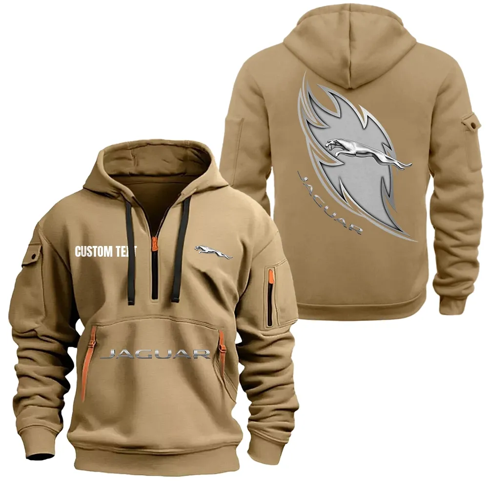 Jaguar Cars Hoodie Reißverschluss CAR1701112105, CAR Kapuzenpullover mit Allover-Druck - Khaki