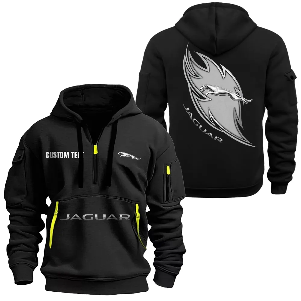 Jaguar Cars Hoodie Reißverschluss CAR1701112105, CAR Kapuzenpullover mit Allover-Druck - Schwarz