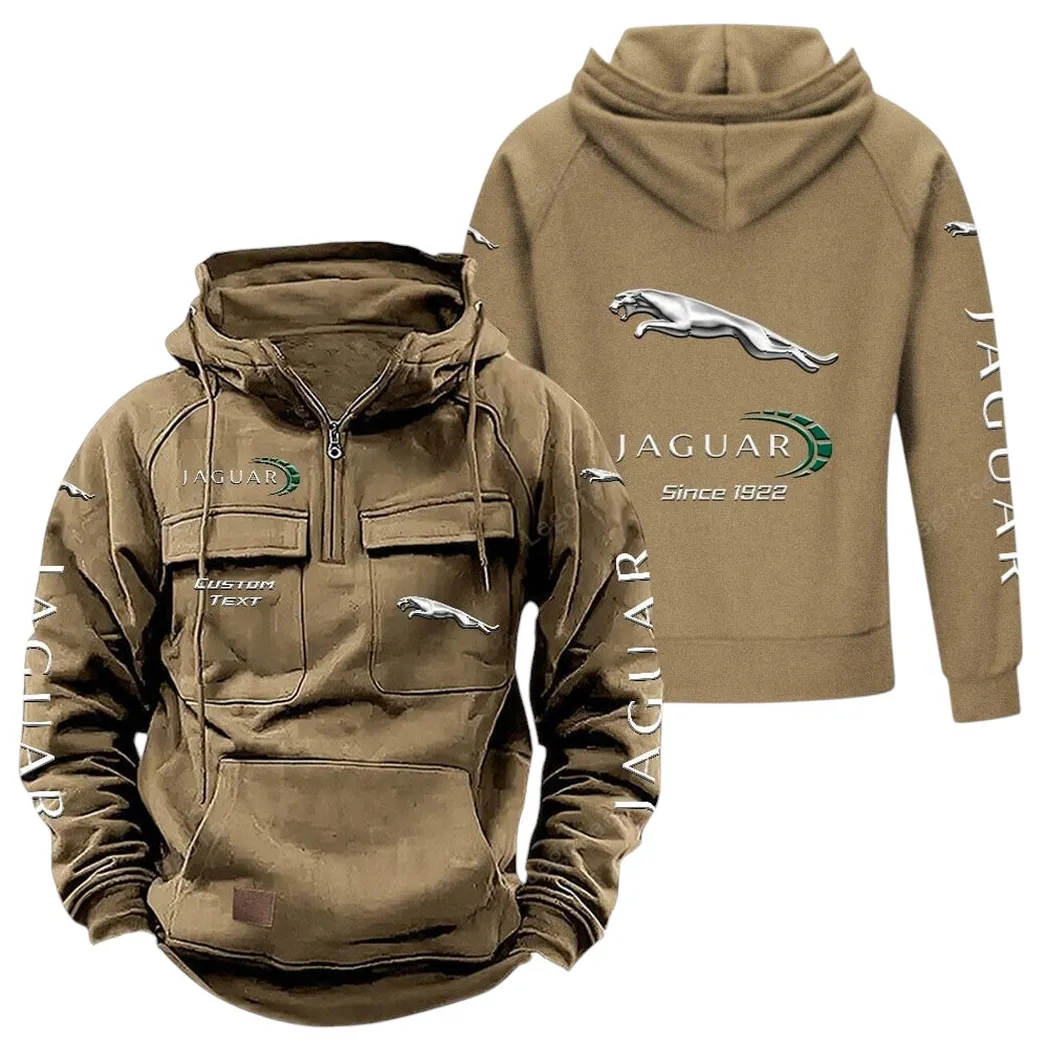 Jaguar Cars Hoodie Reißverschluss Taktischer, All-Over-Print-Hoodie Jaguar Cars - Khaki CAR96021425673-4