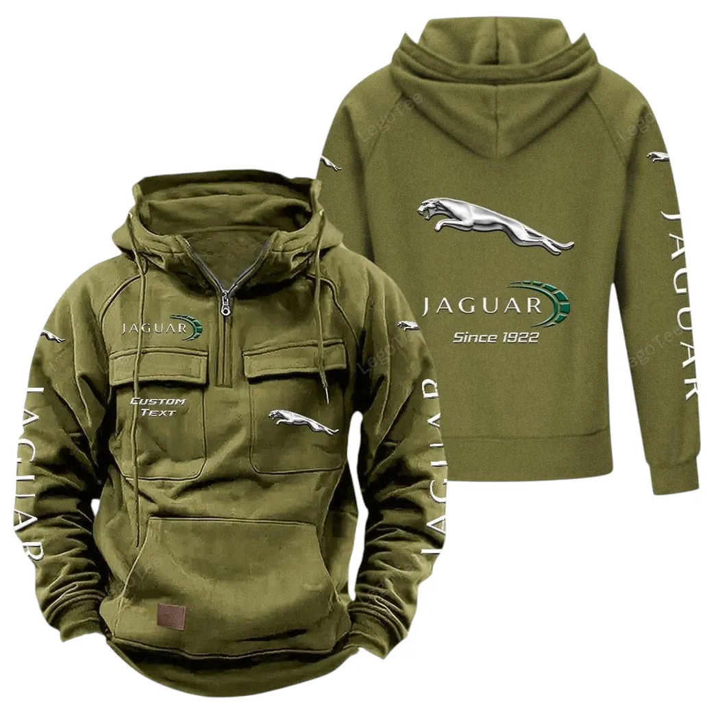 Jaguar Cars Hoodie Reißverschluss Taktischer, All-Over-Print-Hoodie Jaguar Cars - Olivgrün CAR96021425673-1