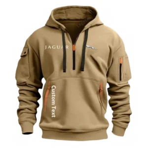 Jaguar Half Zip Hoodie For Men, Gift For Him, Husband, Boyfriend - Khaki CAR112021425557-3