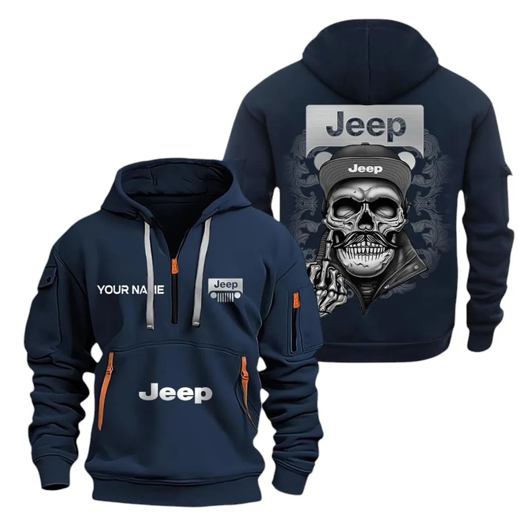Jeep Half Zip Hoodie For Men, Gift For Jeep Fan CAR166022625118 - Marineblau
