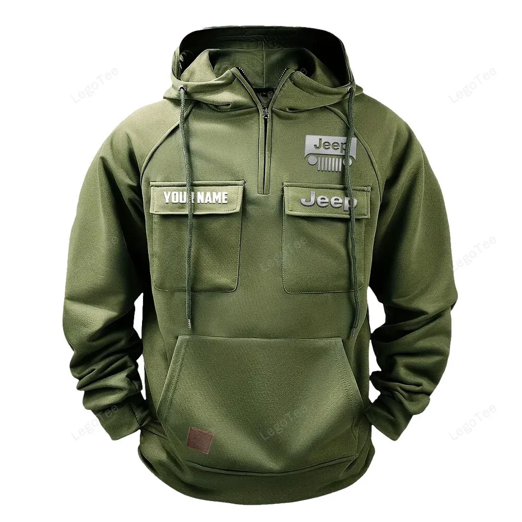 Jeep Hoodie Reißverschluss Taktischer, All-Over-Print-Hoodie Jeep - Olivgrün CAR109021425350-1