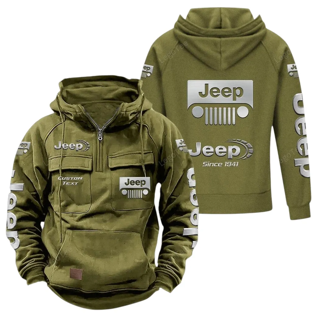 Jeep Hoodie Reißverschluss Taktischer, All-Over-Print-Hoodie Jeep - Olivgrün CAR96021425671-1
