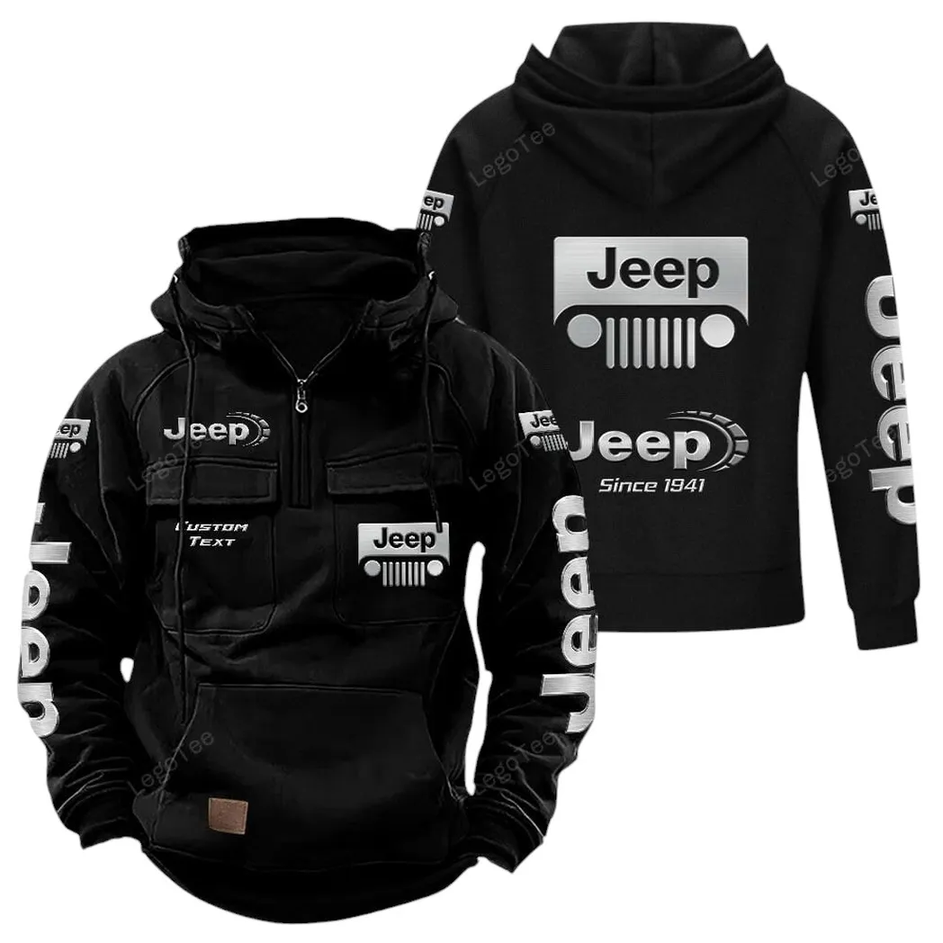 Jeep Hoodie Reißverschluss Taktischer, All-Over-Print-Hoodie Jeep - Schwarz CAR96021425671-2