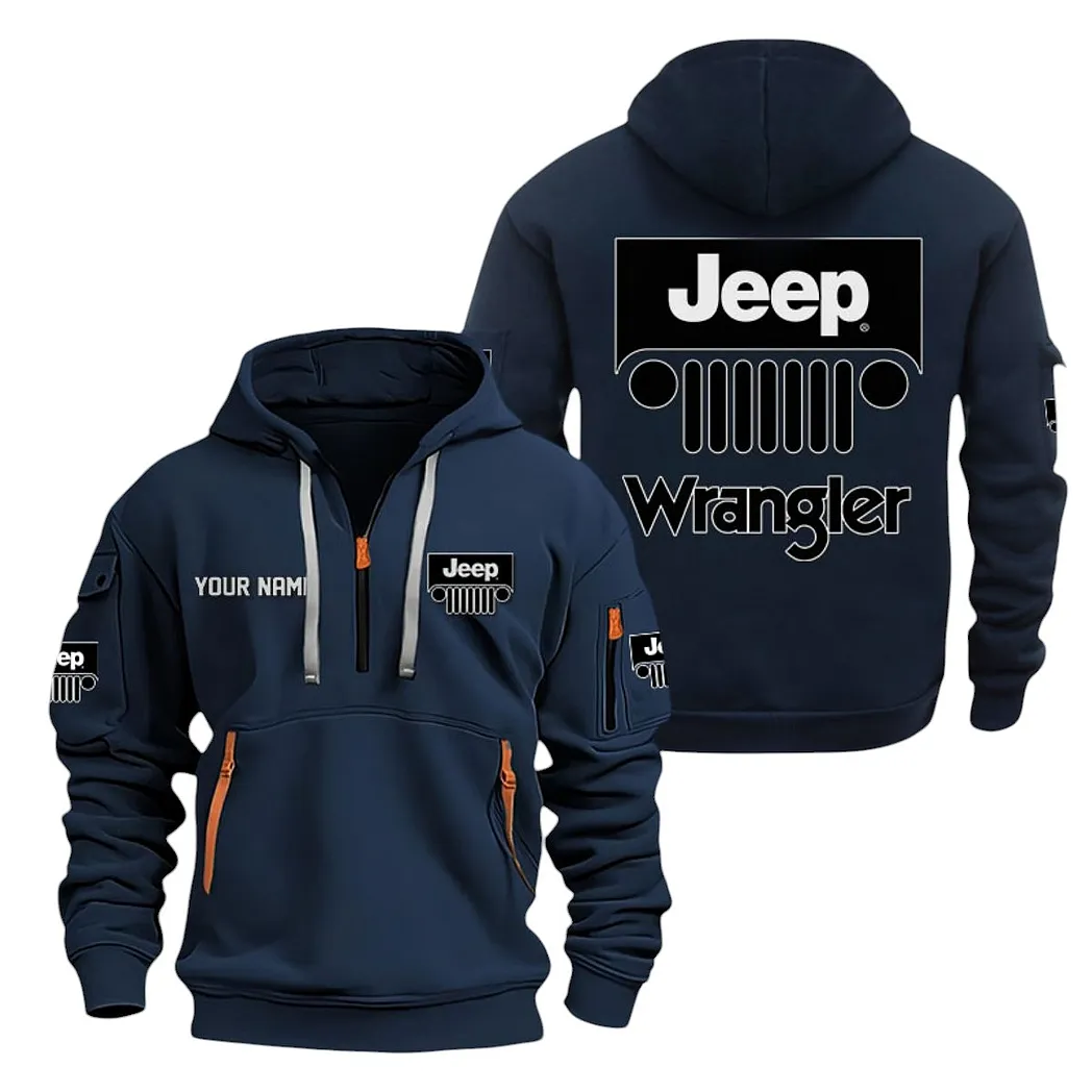 Jeep Wrangler Half Zip Hoodie For Men, Gift For Jeep Wrangler Lovers CAR20022125689 - Marineblau