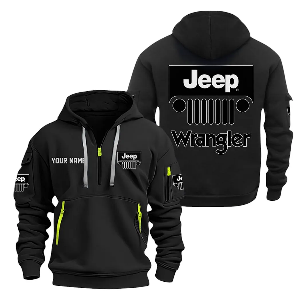 Jeep Wrangler Half Zip Hoodie For Men, Gift For Jeep Wrangler Lovers CAR20022125689 - Schwarz