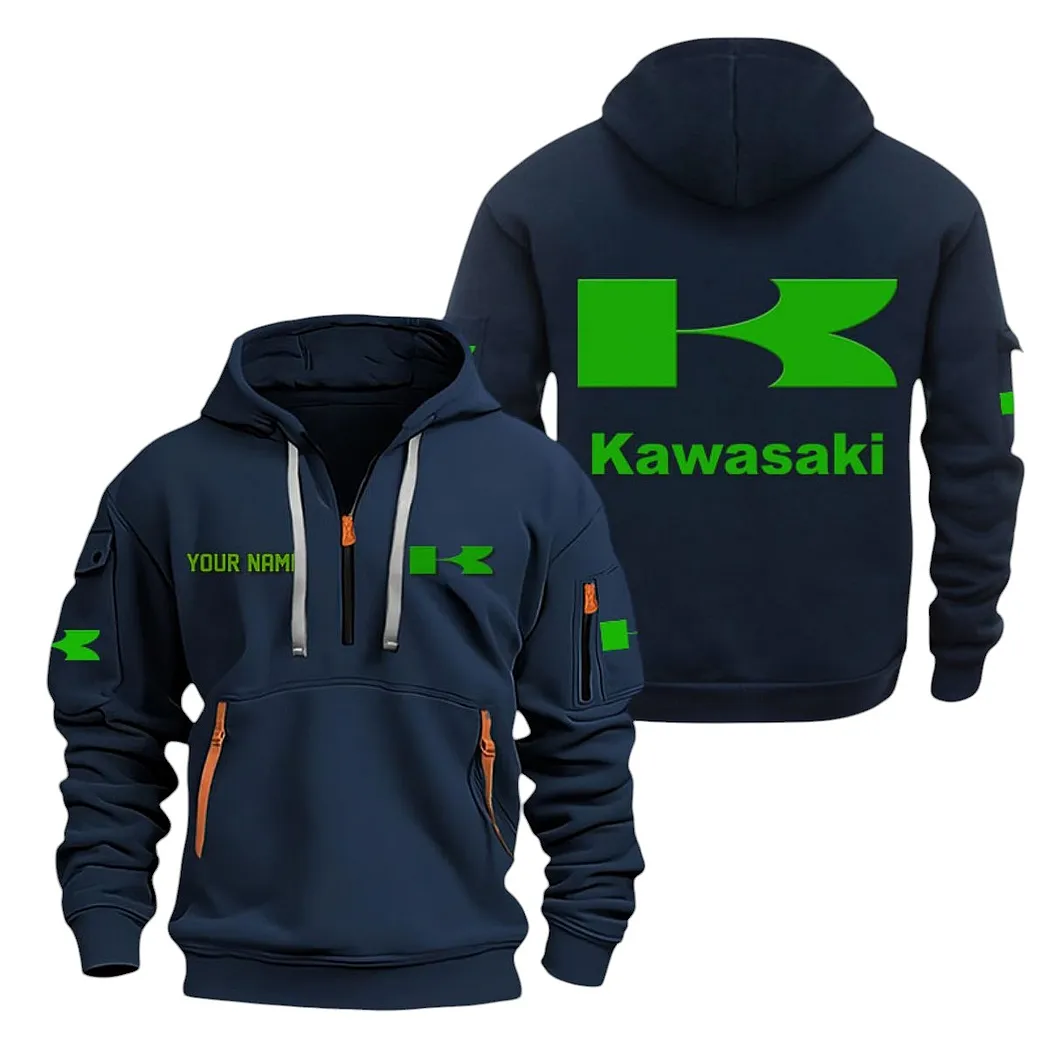 Kawasaki Half Zip Hoodie For Men, Gift For Kawasaki Lovers CAR20022125694 - Marineblau