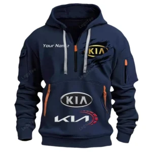 Kia Half Zip Hoodie CAR113021425831, Best Gift for Him, Husband, Boyfriend - Marineblau