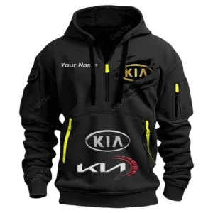 Kia Half Zip Hoodie CAR113021425831, Best Gift for Him, Husband, Boyfriend - Schwarz