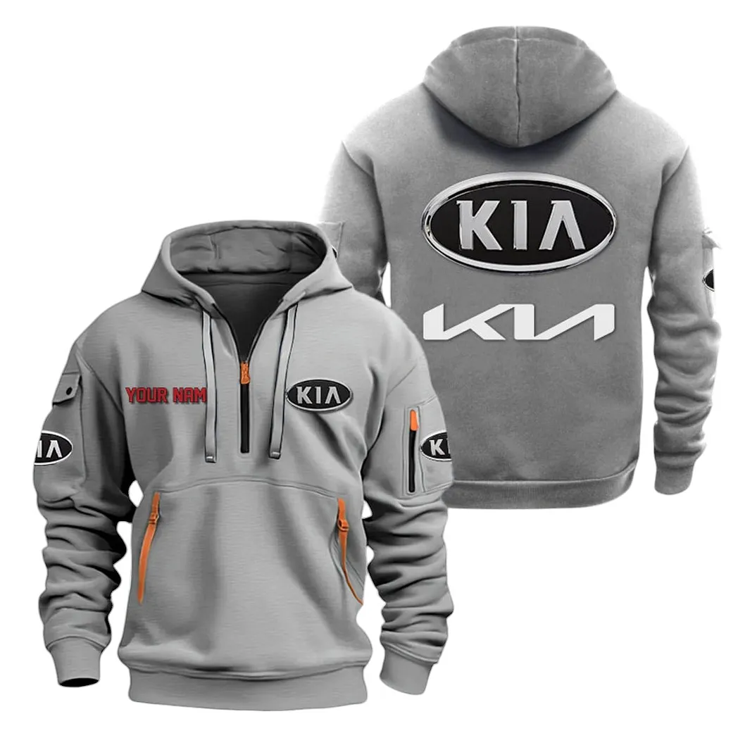 Kia Half Zip Hoodie For Men, Gift For Kia Lovers CAR20022125733 - Grau