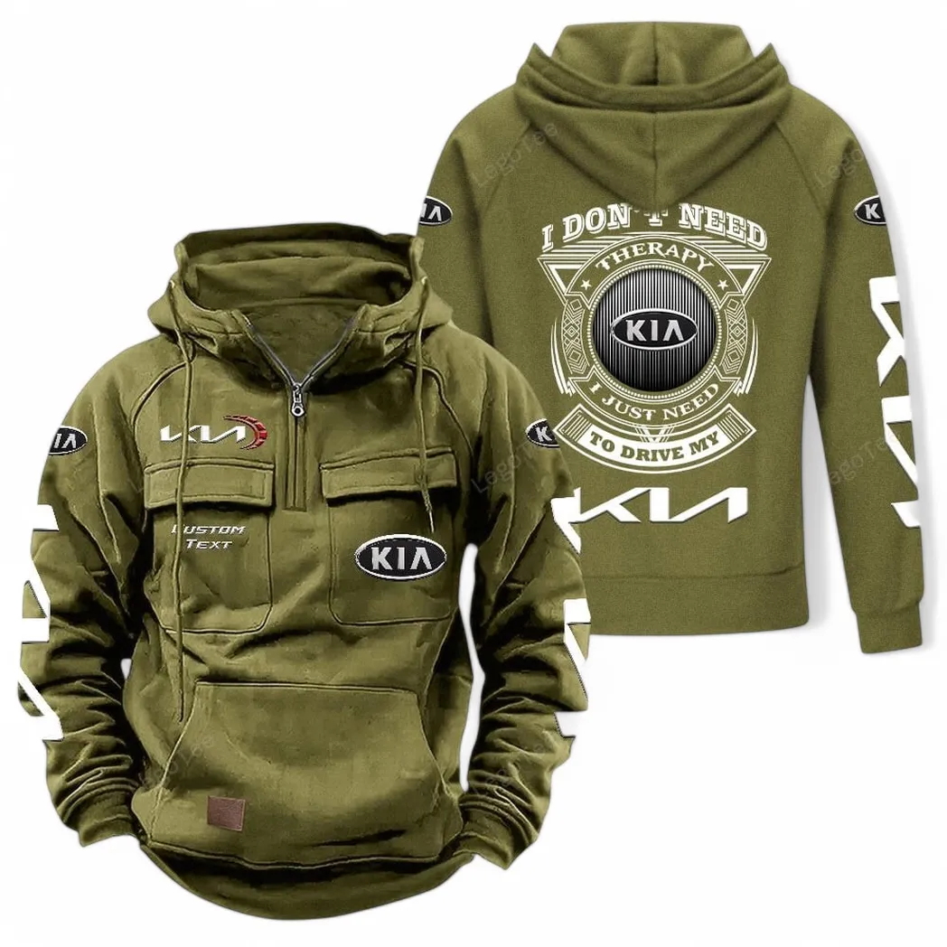 Kia Tactical Quarter Zip Hoodie CAR106021525062 - Olivgrün