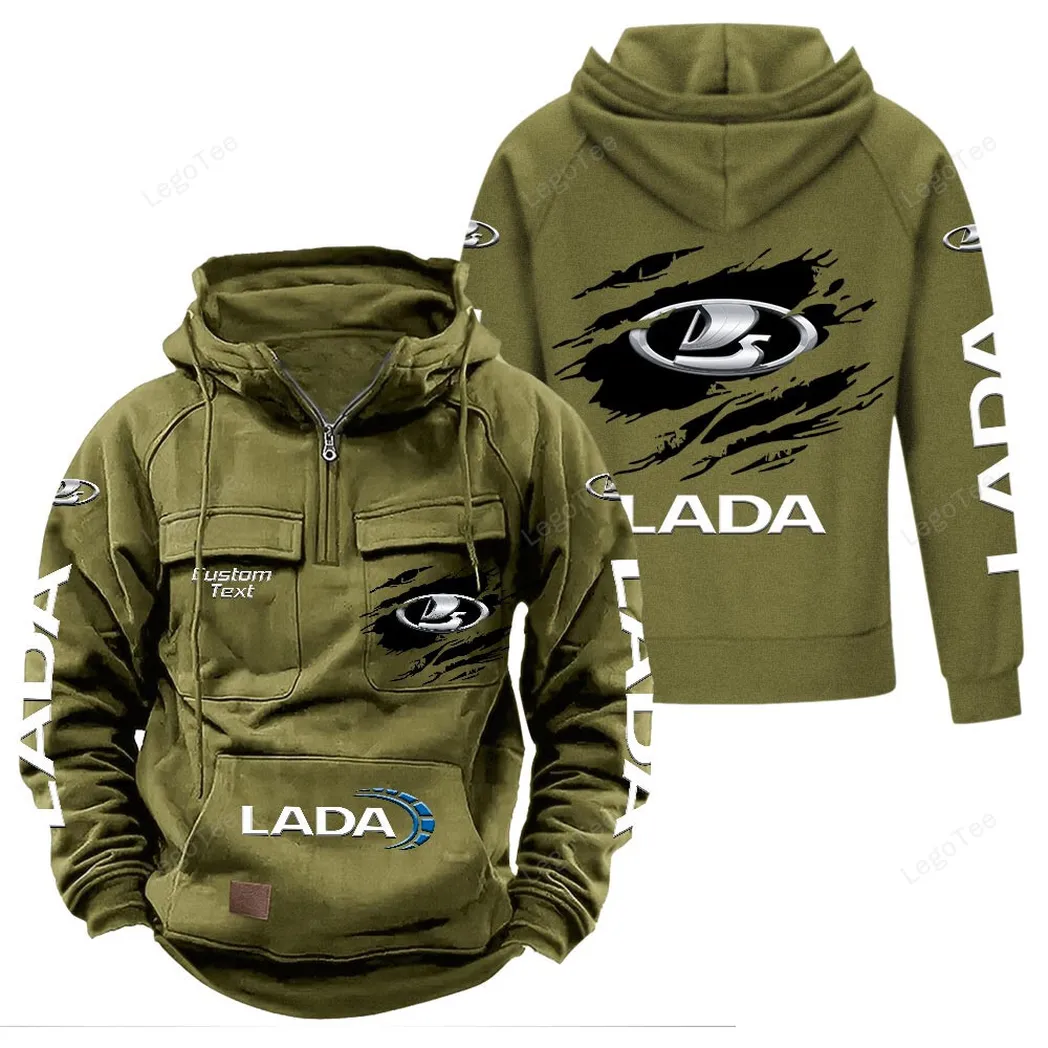 Lada Hoodie Reißverschluss Taktischer, All-Over-Print-Hoodie Lada - Olivgrün CAR122021425026-1