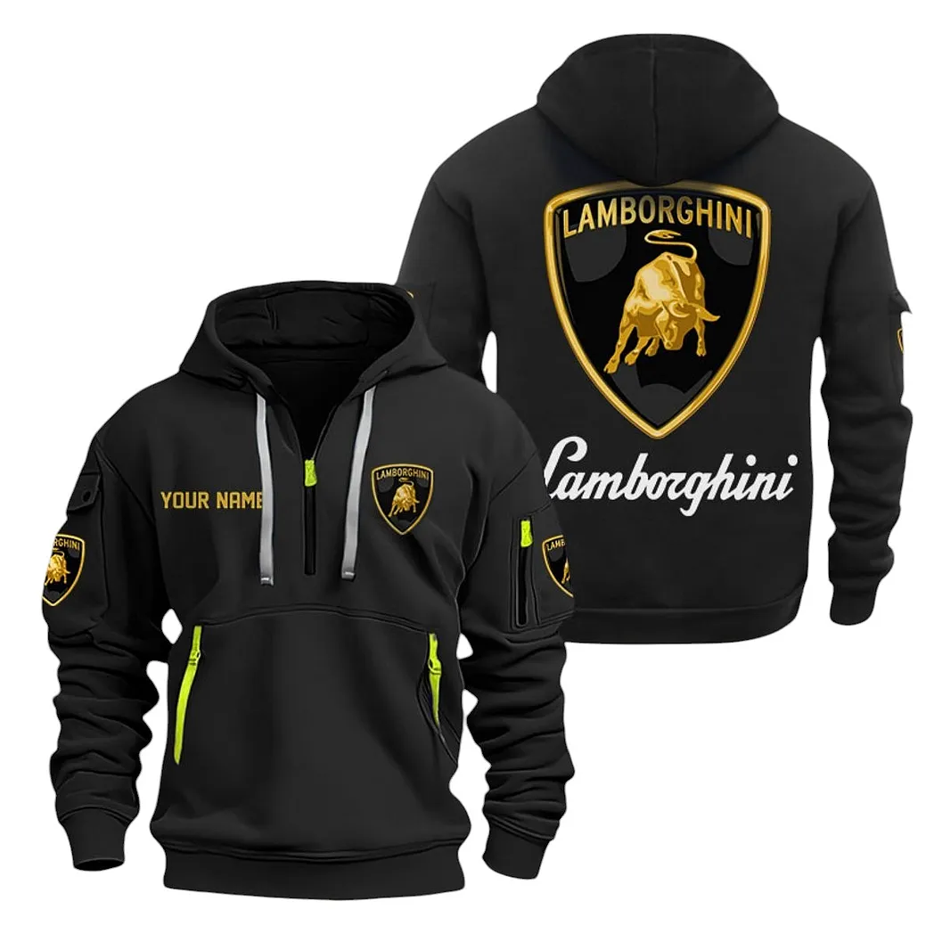 Lamborghini Half Zip Hoodie For Men, Gift For Lamborghini Lovers CAR20022125685 - Schwarz