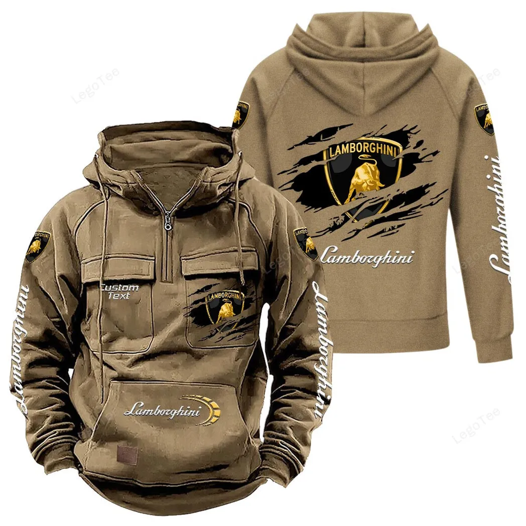 Lamborghini Hoodie Reißverschluss Taktischer, All-Over-Print-Hoodie Lamborghini - Khaki CAR122021425007-4