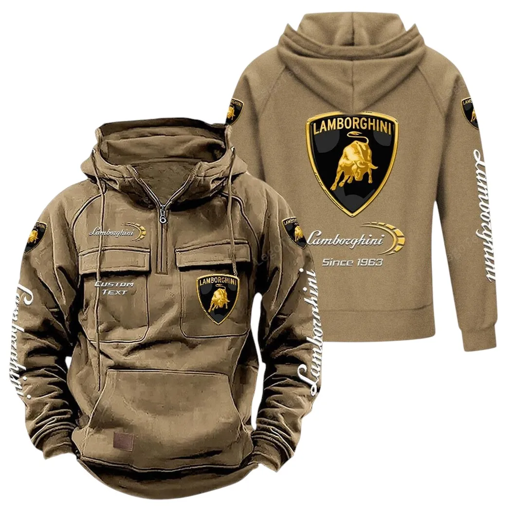 Lamborghini Hoodie Reißverschluss Taktischer, All-Over-Print-Hoodie Lamborghini - Khaki CAR96021425689-4