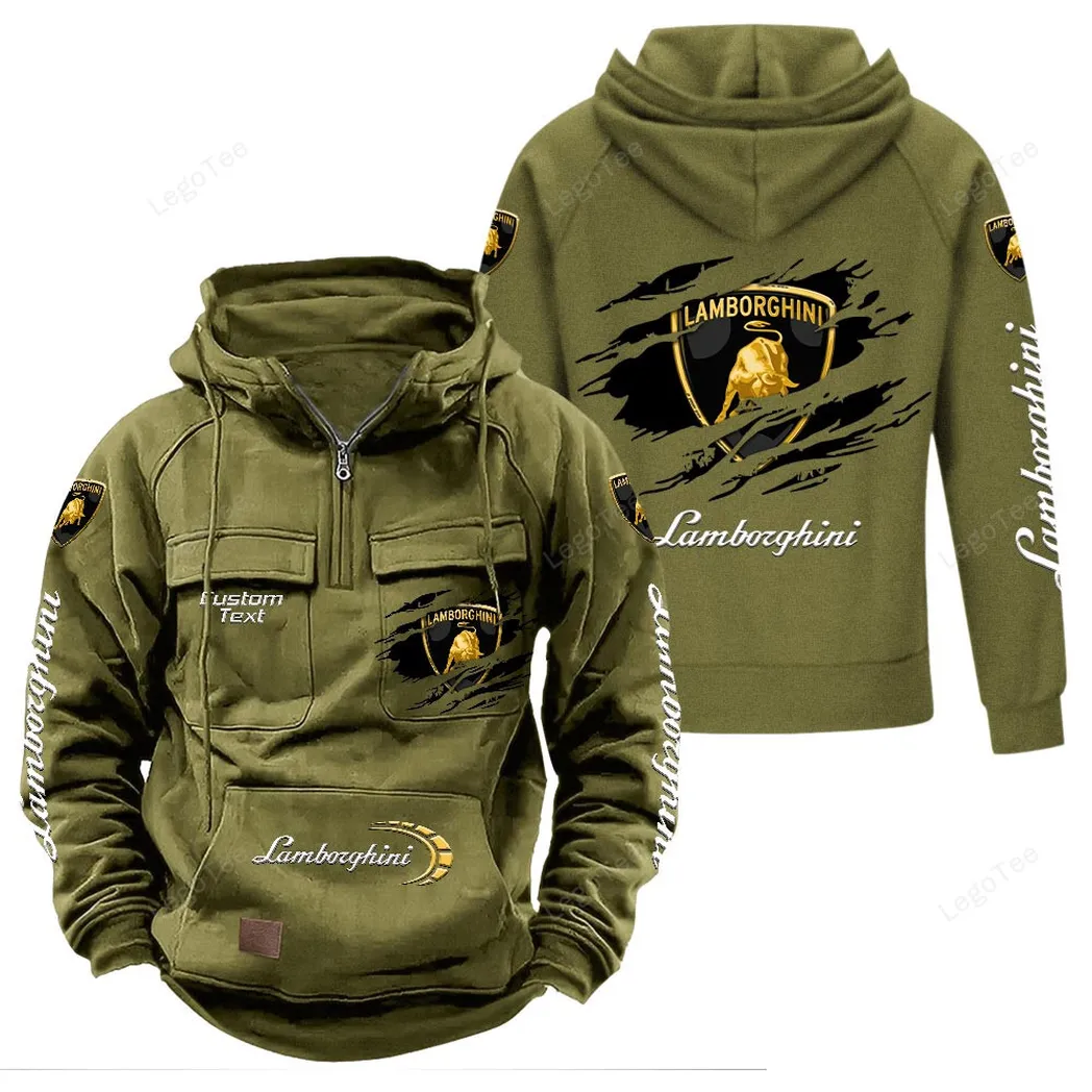 Lamborghini Hoodie Reißverschluss Taktischer, All-Over-Print-Hoodie Lamborghini - Olivgrün CAR122021425007-1
