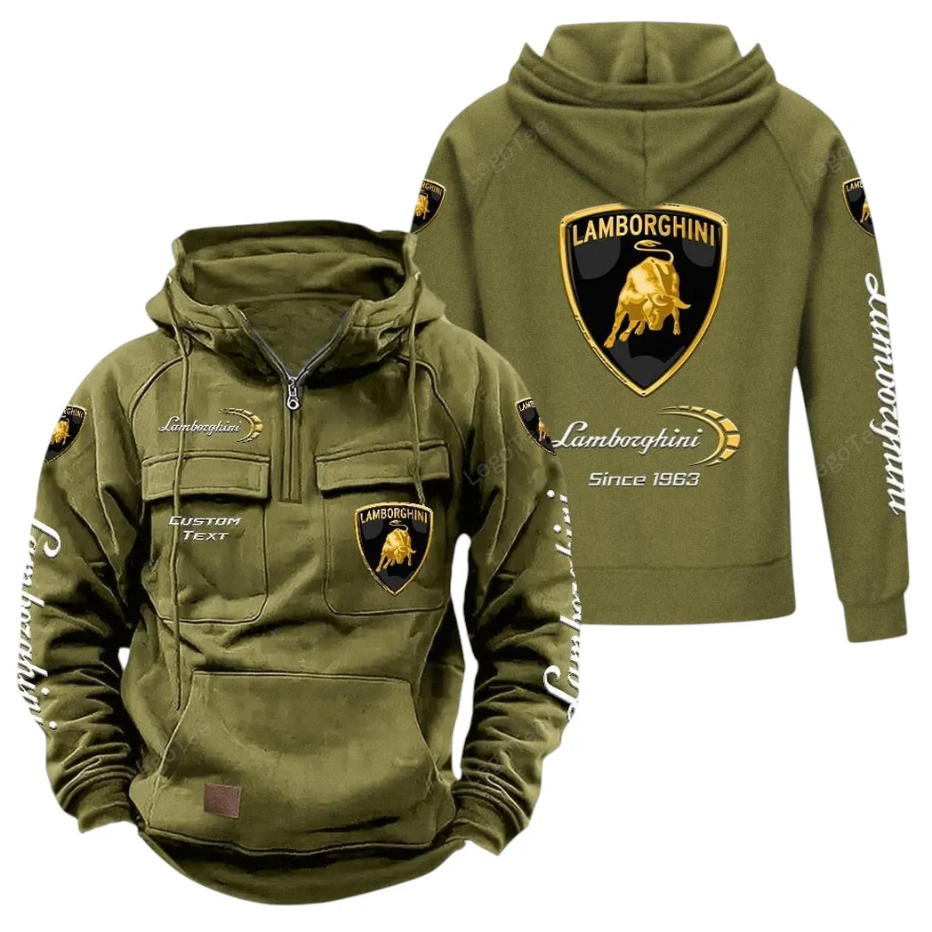 Lamborghini Hoodie Reißverschluss Taktischer, All-Over-Print-Hoodie Lamborghini - Olivgrün CAR96021425689-1