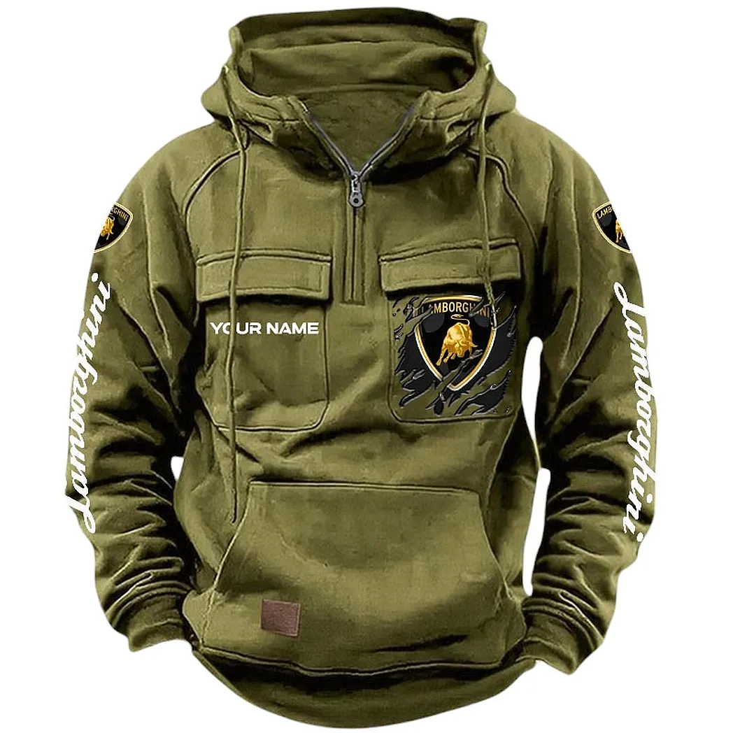 Lamborghini Hoodie Reißverschluss Taktischer, All-Over-Print-Hoodie Lamborghini CAR164022425186 - Olivgrün