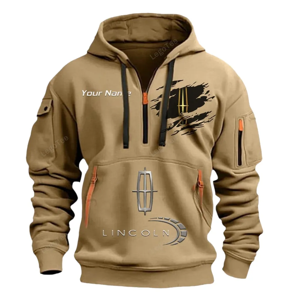 lincoln half zip hoodie car113021425837 best gift for him husband boyfriend khaki scarv