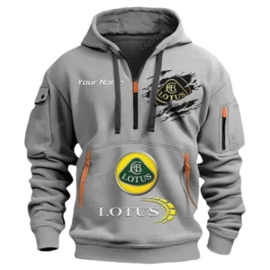 Lotus Cars Half Zip Hoodie CAR113021425835, Best Gift for Him, Husband, Boyfriend - Grau