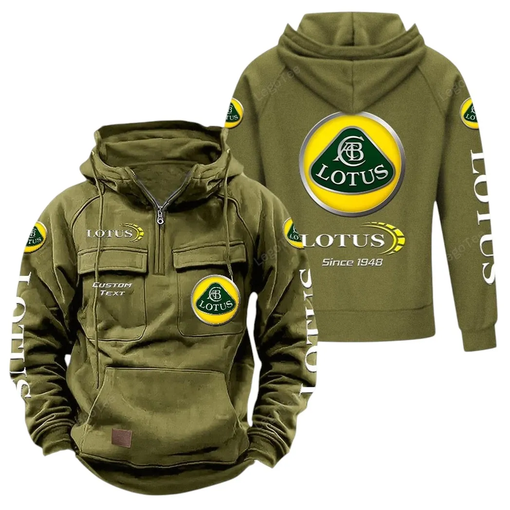Lotus Cars Hoodie Reißverschluss Taktischer, All-Over-Print-Hoodie Lotus Cars - Olivgrün CAR96021425727-1