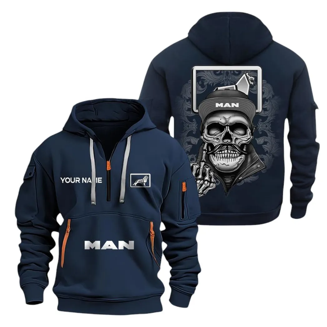 MAN Trucks Half Zip Hoodie For Men, Gift For MAN Trucks Fan CAR166022625218 - Marineblau