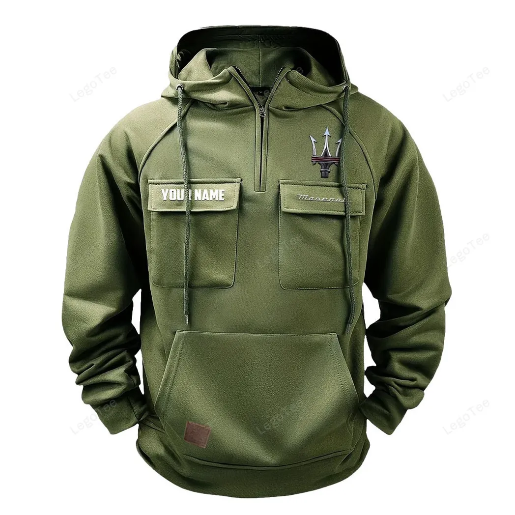 Maserati Hoodie Reißverschluss Taktischer, All-Over-Print-Hoodie Maserati - Olivgrün CAR109021425377-1