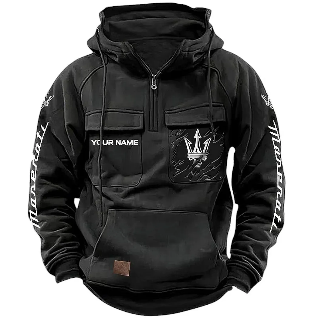 Maserati Hoodie Reißverschluss Taktischer, All-Over-Print-Hoodie Maserati CAR164022425166 - Schwarz