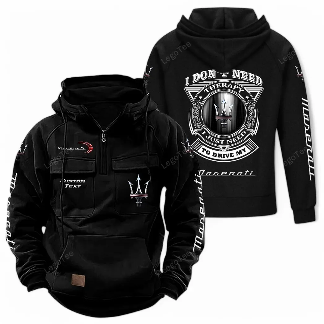 Maserati Tactical Quarter Zip Hoodie CAR106021525041 - Schwarz
