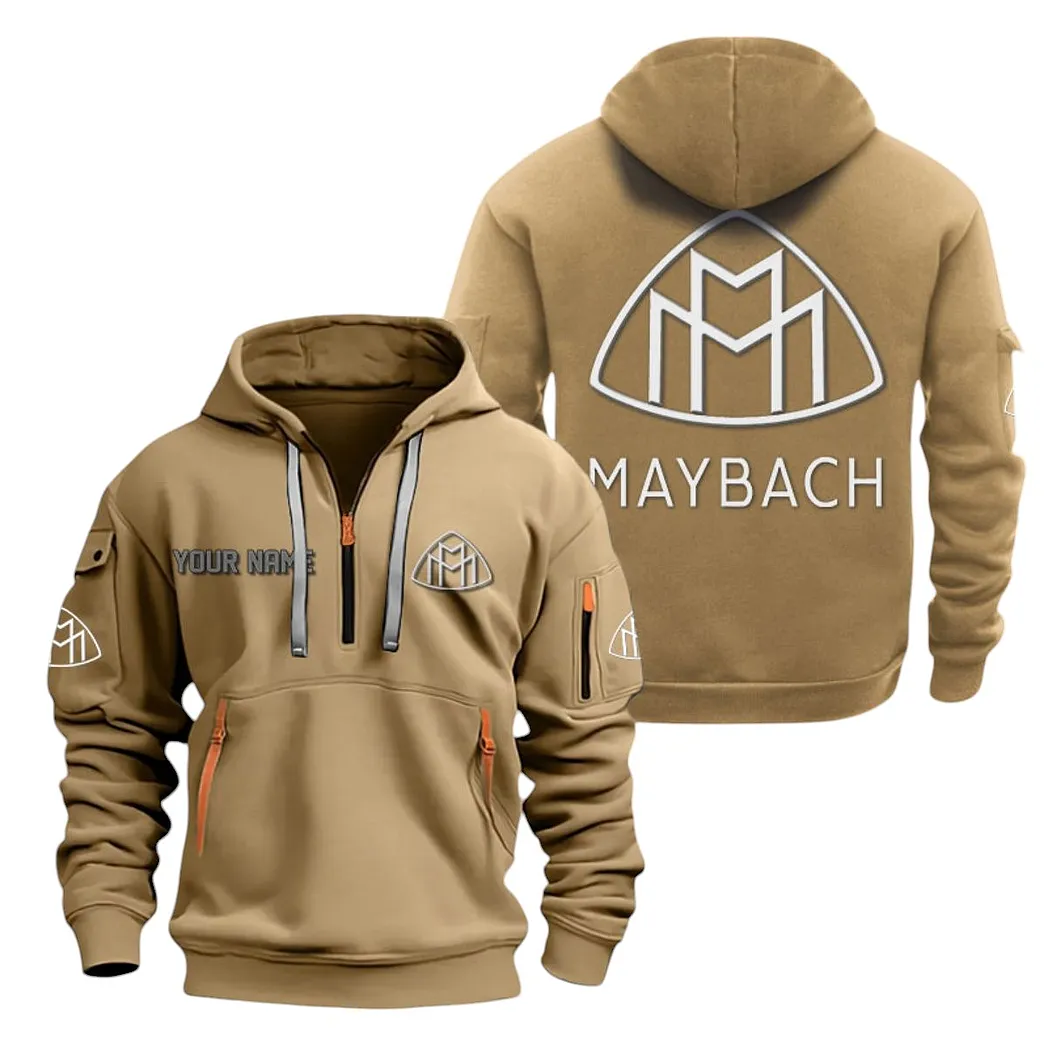 Maybach Half Zip Hoodie For Men, Gift For Maybach Lovers CAR20022125681 - Khaki