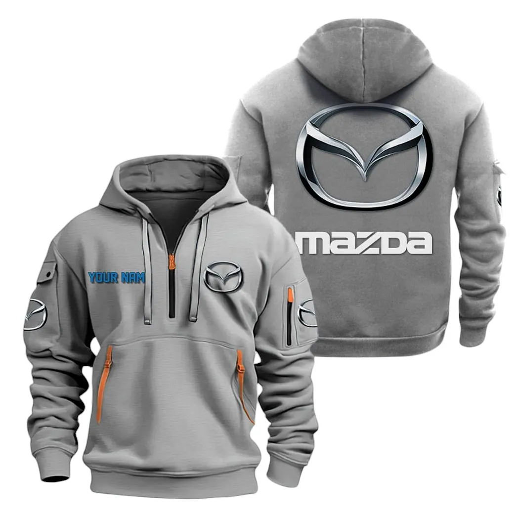 Mazda Half Zip Hoodie For Men, Gift For Mazda Lovers CAR20022125707 - Grau